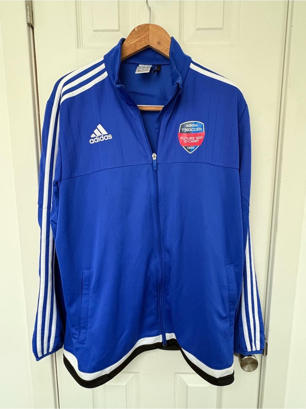 adidas Royal Blue Soccer Jacket with Red Accent Patch